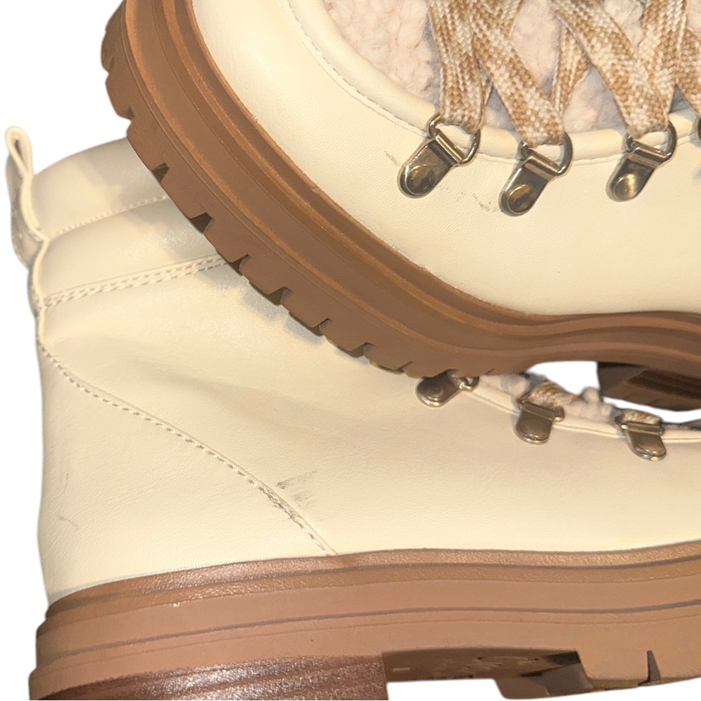 Circus by Sam Edelman Georgia Ivory Shearling Lace-Up Combat Ankle Boots Size 6 - Picture 11 of 12